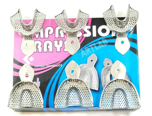 Bandejas de Impresión Dental Perforadas de Acero Inoxidable de Grado Alemán Premium |   Juego de 6 Bandejas Metálicas Autoclavables - Product Image 1