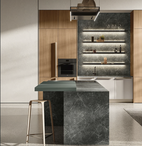 Cuisine modulaire personnalisée JY Project, finition PVC brillant, design européen, structure en MDF, plan de travail en marbre, garantie totale de 2 ans - Product Image 4