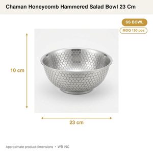 Tazón para Ensalada Hecho a Mano de Acero Inoxidable SS304 con Acabado Satinado y Diseño de Panal de Abeja, 23 cm, para Decoración del Hogar y Uso en Hoteles - Product Image 4