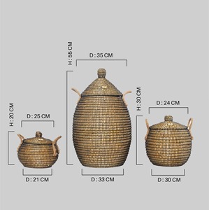 Juego de 3 Cestas Redondas de Seagrass Natural Hechas a Mano, Cestas de Almacenamiento Ecológicas al por Mayor, Hechas en Vietnam - Product Image 2