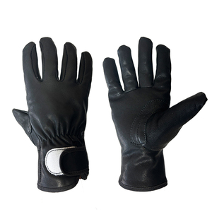 Sheep Grain Black Leather Driver Work <b>Gloves</b> With Strap EN420 Certified Comfort And Abrasion Resistance Working <b>Driving</b> <b>Gloves</b> - Product Image 1