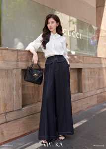 Women's <b>White</b> High Waist Straight Leg Casual Office Polyester Spandex Relaxed Fit <b>Work</b> <b>Trousers</b> OWEN - Product Image 2