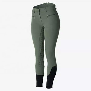 Pantalon d'équitation pour femme Lawd Sports, taille haute, longueur intégrale, fermeture éclair, extensible dans quatre directions, coupe ajustée, respirant, noir uni - Product Image 4
