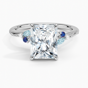 Bague BOJ 0107 en argent 925 avec alexandrite de laboratoire taille radiant, sertie de griffes, solitaire, 2 carats, couleur D, moissanite VVS1, certifiée GRA - Product Image 1