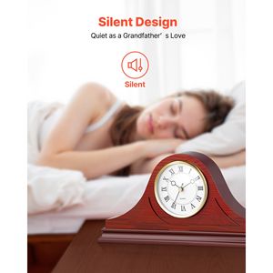 Horloge de grand-père classique vintage de 6,4 pouces avec mouvement à quartz, en MDF, design silencieux intégré, style antique - Product Image 6