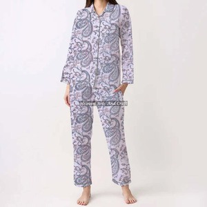100% Cotton Women Pajamas Set Soft Home Wear PJ Set Spring/Summer Floral/CHARACTER/Letter/Pattern/Vacation/Coconut <b>Tree</b> Pattern - Product Image 2