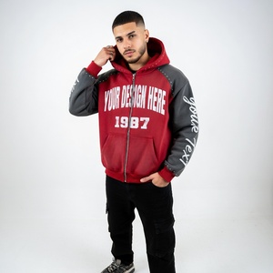 Sweat à capuche zippé surdimensionné avec logo personnalisé, effet vieilli, 400 GSM, délavé au soleil, strass, haute qualité, streetwear unisexe, 100% coton - Product Image 6