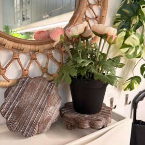 Présentoir en bois festonné en forme de fleur, plateau surélevé pour pot de fleurs, bougie, comptoir de cuisine, décoration intérieure, vente en gros - Product Image 2