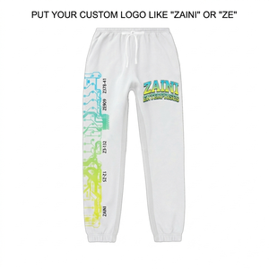 ZAINI Premium Twill Men <b>Jogger</b> Pant 320 GSM <b>White</b> Casual Sweatpants Gradient Printed Design Custom Logo Lightweight Drawstring - Product Image 1