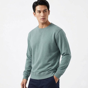 เสื้อสเวตเตอร์คอกลมผู้ชายสีพื้นแบบถักทรงปกติสไตล์มินิมอลสำหรับใส่ในฤดูใบไม้ร่วง - Product Image 5