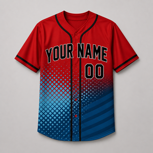 Men's Custom Soccer Jersey Red Blue Gradient Sublimated Short Sleeve Breathable Crew Neck Adult Sport Apparel - Product Image 5