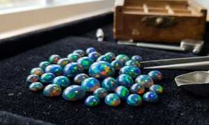 Opale noire éthiopienne naturelle, taille ovale, multicolore, cabochon d'opale en vrac pour la fabrication de bijoux - Product Image 4