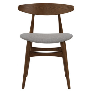 Silla de Comedor Premium Resistente, Respaldo de Madera Curvada de Roble Cacao, Asiento de Tela Gris, Muebles Modernos para Comedor, Ideal para Apartamentos - Product Image 3