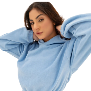 <b>Women</b> Fleece Cropped Crew Neck Sweatshirt Tracksuit Set <b>Cuffed</b> Jogger <b>Trousers</b> Casual Winter Two Piece Lounge Outfit - Product Image 5