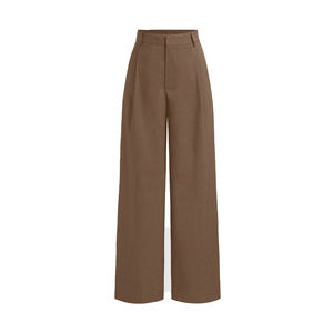 Pantalones de pana de cintura alta y pierna ancha para mujer, corte holgado, lavado desgastado, estilo casual, pierna recta, venta al por mayor, Invierno 2026 - Product Image 1