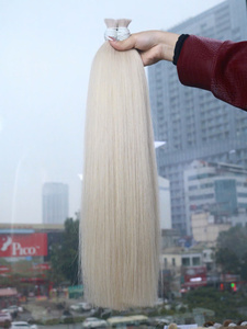 HOT 100% Extensions de Cheveux Humains Vietnamiens Blonde Couleur Naturelle Droite Super Double Extrémités Dessinées pour Salons de Beauté Vente en Gros - Product Image 6