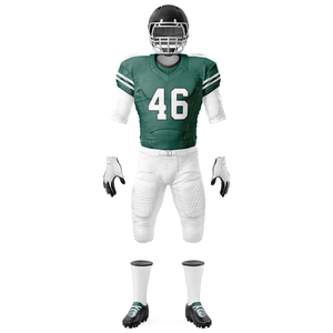 Ensemble d'uniformes de football américain vert et blanc, maillot, pantalon, gants, crampons, taille adulte homme, équipement de protection, service OEM - Product Image 6