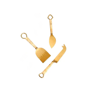 Ensemble de couteaux et fourchettes au design simple pour la table à manger, ensemble d'outils à fromage, couleur argent et or, fabriqué à la main, en promotion - Product Image 6