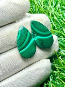 Vente en gros de paires de cabochons en malachite verte naturelle en forme de goutte d'eau, pierres précieuses en vrac pour la fabrication de bijoux MAHNAJ GEMS - Product Image 4