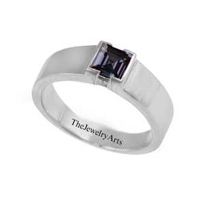 Anillo de Alejandrita de Corte Cuadrado, Anillo de Piedra Preciosa que Cambia de Color, Anillo de Plata de Ley, Anillo de Alejandrita para Ella, Piedra de Nacimiento de Junio - Product Image 4