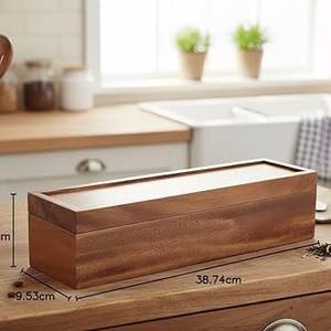 Caja Organizadora de Alimentos y Té de Madera de Mango - Contenedor de Madera para Bolsitas de Té, Café, Bocadillos, Azúcar, Edulcorantes - Product Image 2
