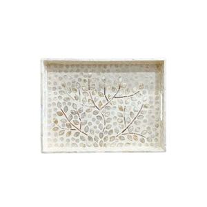 GRANDE VENTE Feuille Motif Bois Nacre Plateau De Service, Plateau Décoratif Du Vietnam Artisanat En Gros - Product Image 4