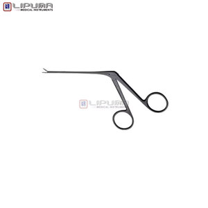 Pinza microajustable tipo cocodrilo con revestimiento negro para instrumentos quirúrgicos de precisión ORL, instrumentos médicos de otología, curvada a la derecha y serrada - Product Image 2