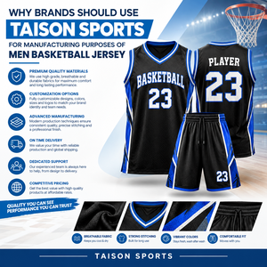 Maillot de basketball premium en mesh pour homme, 160 GSM, bleu roi avec empiècements noirs, uniforme d'équipe personnalisé imprimé, vêtement de sport respirant - Product Image 5
