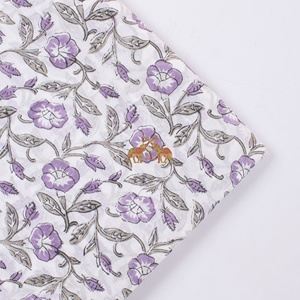 Nouvelle Collection main bloc imprimé fleuri beau et léger coton imprimé tissu doux pour les femmes robe matériel et vêtements - Product Image 6