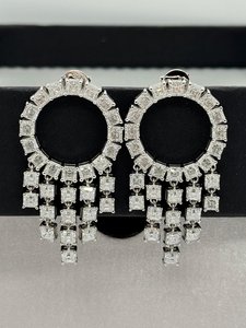 Boucles d'oreilles en moissanite, design personnalisé, style chandelier, argent sterling plaqué or 14 carats, bijoux de luxe pour femmes - Product Image 5