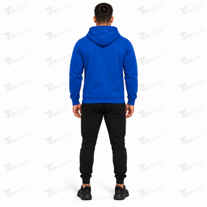 <b>Men's</b> Blue Hooded Pullover hoodies With <b>Bucket</b> <b>Hat</b> Print Casual Fleece Pullover Regular Fit Autumn Wear Hoodies - Product Image 4