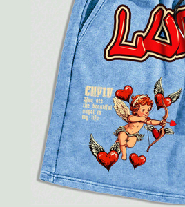 Shorts de sport en molleton 100 % coton épais pour hommes, respirants, avec impression sérigraphiée, vente en gros - Product Image 3