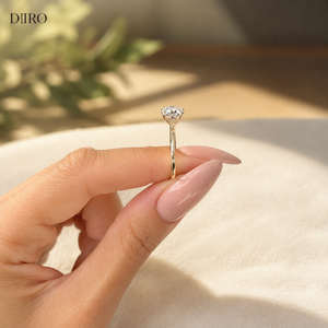 Yellow <b>Gold</b> Plated Trendy Moissanite Solitaire Engagement <b>Ring</b> with Brilliant Round Cut for Women Wedding & Party Gift - Product Image 3