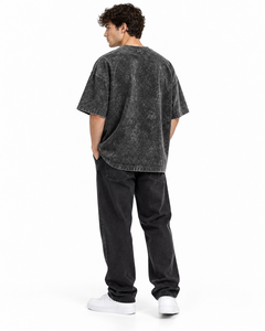 T-shirt Oversize Noir Délavé à l'Acide Personnalisé en Gros, Unisexe, Coton Épais, Style Vintage, Streetwear, Vêtements à Marque Privée - Product Image 5