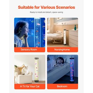 Tube à bulles sensoriel lumineux de 80 cm avec 6 poissons flottants et 16 effets de couleur, télécommande, lampe à bulles sensorielle pour aquarium - Product Image 6