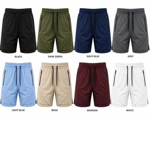 Men's Beige Quick Dry Sports <b>Shorts</b> With <b>Zip</b> <b>Pockets</b> Drawstring Waist Casual Gym Wear - Product Image 5