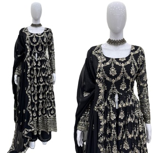 Indian Designer Women's 3-Piece Set Modern Flared <b>Kurti</b> Pant Dupatta Long Salwar Kameez Festive Party Ethnic Wear Quick Dry Foux - Product Image 1