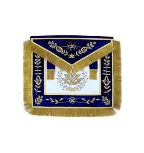 Tablier de cérémonie maçonnique brodé à la main sur mesure avec ceinture réglable et support avec poche - Product Image 1