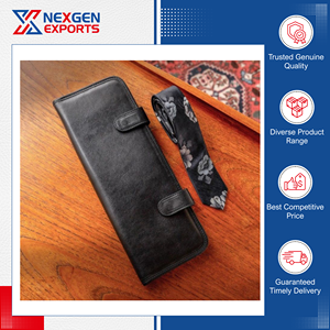 Branded Dealer Offers High Quality Unique Style PU Leather Necktie Storage <b>Case</b> with Hanger Hook for Global Bulk Buyers - Product Image 5