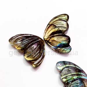 Natural Labradorite <b>Butterfly</b> Shape Carved Gemstone 23mm Smooth Briolette Loose Stone <b>Charm</b> For Jewelry Making Wholesale Bulk - Product Image 3