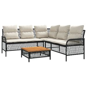 Black And Cream Garden <b>Sofa</b> <b>Set</b> With Cushions Outdoor Furniture UV Resistant PE Rattan Contemporary Design Waterproof - Product Image 2