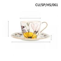 Deluxe British Floral Pattern Bone China Tea-for-One Set/Disponible en taza de café de color amarillo y azul