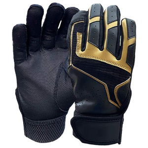 Gants de baseball confortables en cuir noir antidérapants à haute adhérence avec logo personnalisé pour softball - Product Image 2