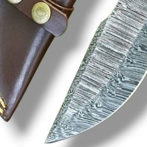 Couteaux de chasse en acier damas cuivré faits à la main, couteaux de survie de camping haut de gamme à lame fixe avec motif décoratif - Product Image 4