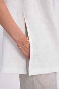 Chemisier d'été décontracté élégant pour femme, style vintage, 100 % lin, sans manches, col en V, coupe portefeuille, idéal pour le bureau, ODM - Product Image 2