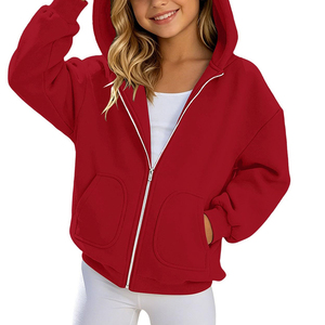 Sudadera con capucha gris oscuro con cremallera y bolsillos para niñas, uniformes escolares, sudaderas casuales extragrandes para niños - Product Image 6