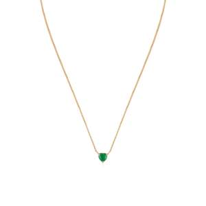 14K <b>Solid</b> <b>Gold</b> Emerald Cut Solitaire Heart <b>Pendant</b> Necklace - Product Image 4