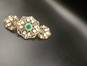 Collier ras-de-cou vintage plaqué or Amaira Jewels avec fleurs et pierres vertes doublettes taille poire, bijoux de fiançailles pour femme, collier en argent 925 - Product Image 3