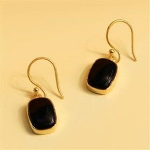 BLACK ONYX CUSHION SHAPE GEMSTONE 925 STERLING <b>SILVER</b> <b>DANGLE</b> <b>EARRINGS</b> BLACK ONYX <b>EARRINGS</b> WITH TRENDY DESIGN - Product Image 1
