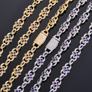 Bracelet floral en diamant de culture, argent 925, léger, diamant certifié, pierre bleue, bijoux élégants, cadeau pour femme - Product Image 6